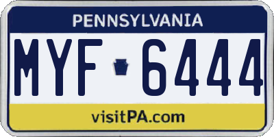 PA license plate MYF6444