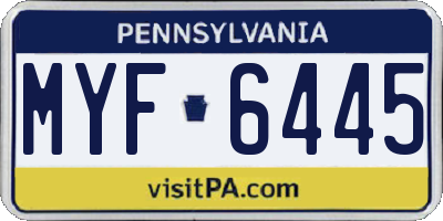 PA license plate MYF6445