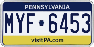 PA license plate MYF6453