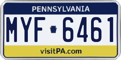 PA license plate MYF6461