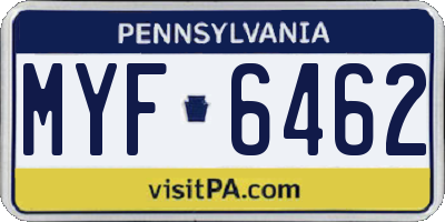 PA license plate MYF6462
