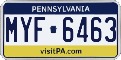 PA license plate MYF6463
