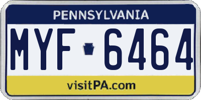 PA license plate MYF6464