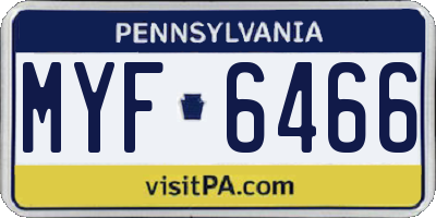 PA license plate MYF6466