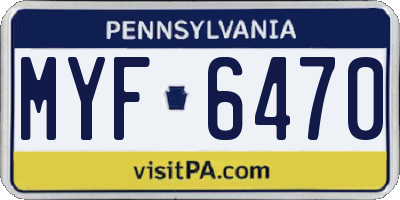 PA license plate MYF6470