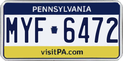 PA license plate MYF6472