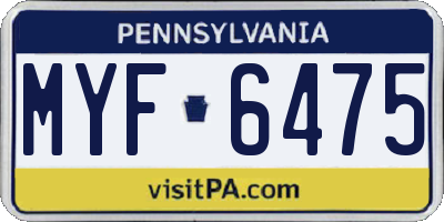 PA license plate MYF6475