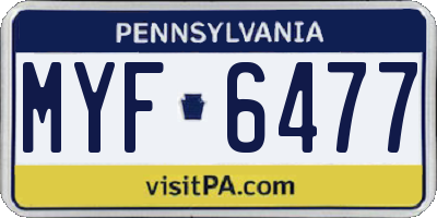PA license plate MYF6477