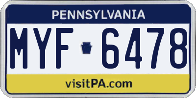 PA license plate MYF6478