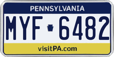 PA license plate MYF6482