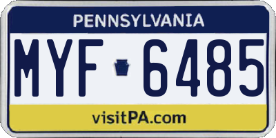 PA license plate MYF6485