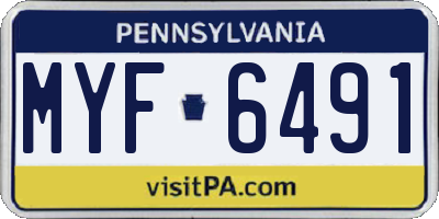 PA license plate MYF6491