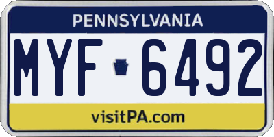 PA license plate MYF6492