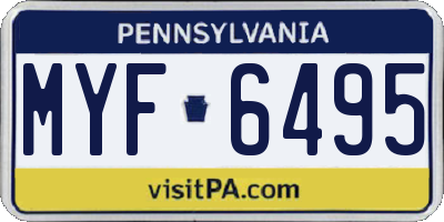 PA license plate MYF6495