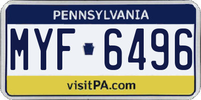 PA license plate MYF6496