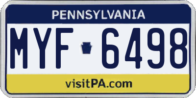 PA license plate MYF6498