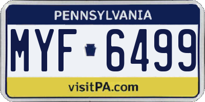 PA license plate MYF6499