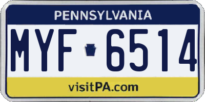 PA license plate MYF6514