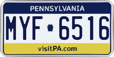 PA license plate MYF6516