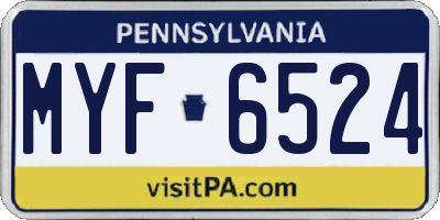 PA license plate MYF6524