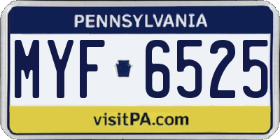 PA license plate MYF6525
