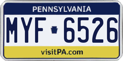 PA license plate MYF6526