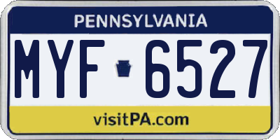 PA license plate MYF6527