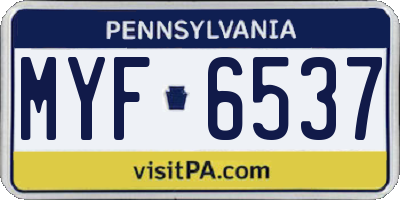 PA license plate MYF6537