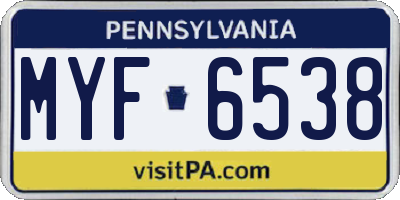 PA license plate MYF6538