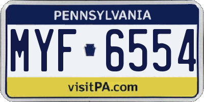 PA license plate MYF6554