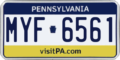 PA license plate MYF6561