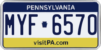 PA license plate MYF6570