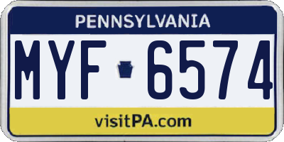 PA license plate MYF6574