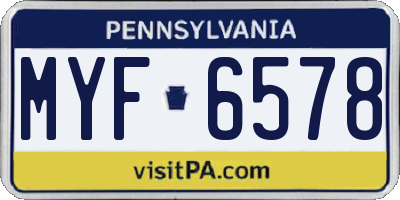 PA license plate MYF6578