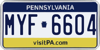 PA license plate MYF6604