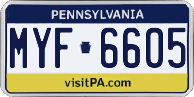PA license plate MYF6605