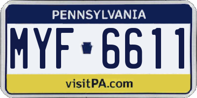 PA license plate MYF6611