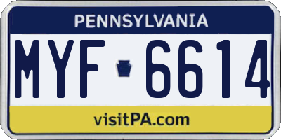 PA license plate MYF6614