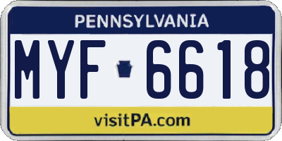 PA license plate MYF6618