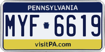 PA license plate MYF6619