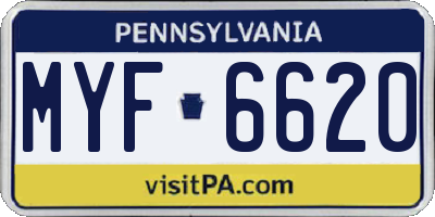 PA license plate MYF6620