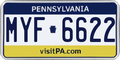 PA license plate MYF6622