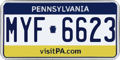 PA license plate MYF6623