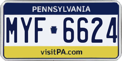 PA license plate MYF6624