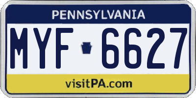 PA license plate MYF6627