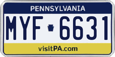 PA license plate MYF6631