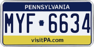 PA license plate MYF6634