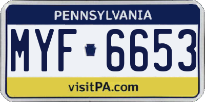 PA license plate MYF6653