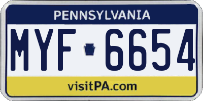 PA license plate MYF6654