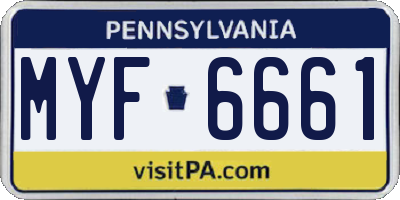 PA license plate MYF6661